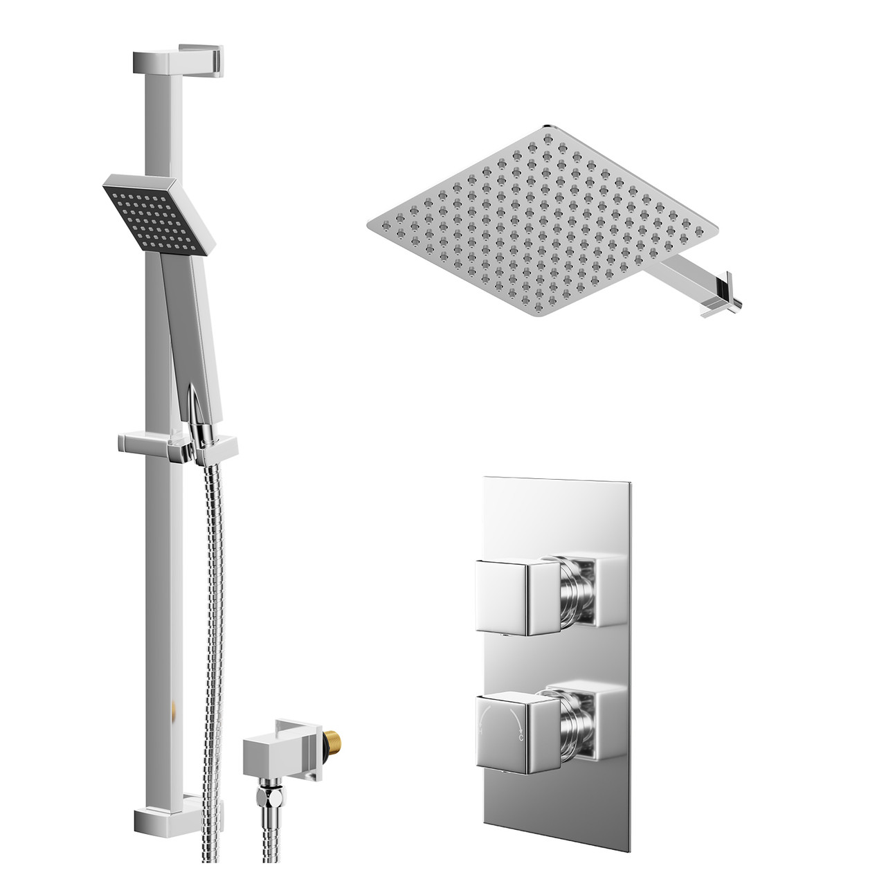 Cubix Polished Concealed Twin Thermostatic Shower Valve