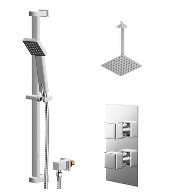 Wholesale Domestic Chrome Cubix Polished Concealed Twin Thermostatic Shower Valve | | Stainless Steel | 200Mm