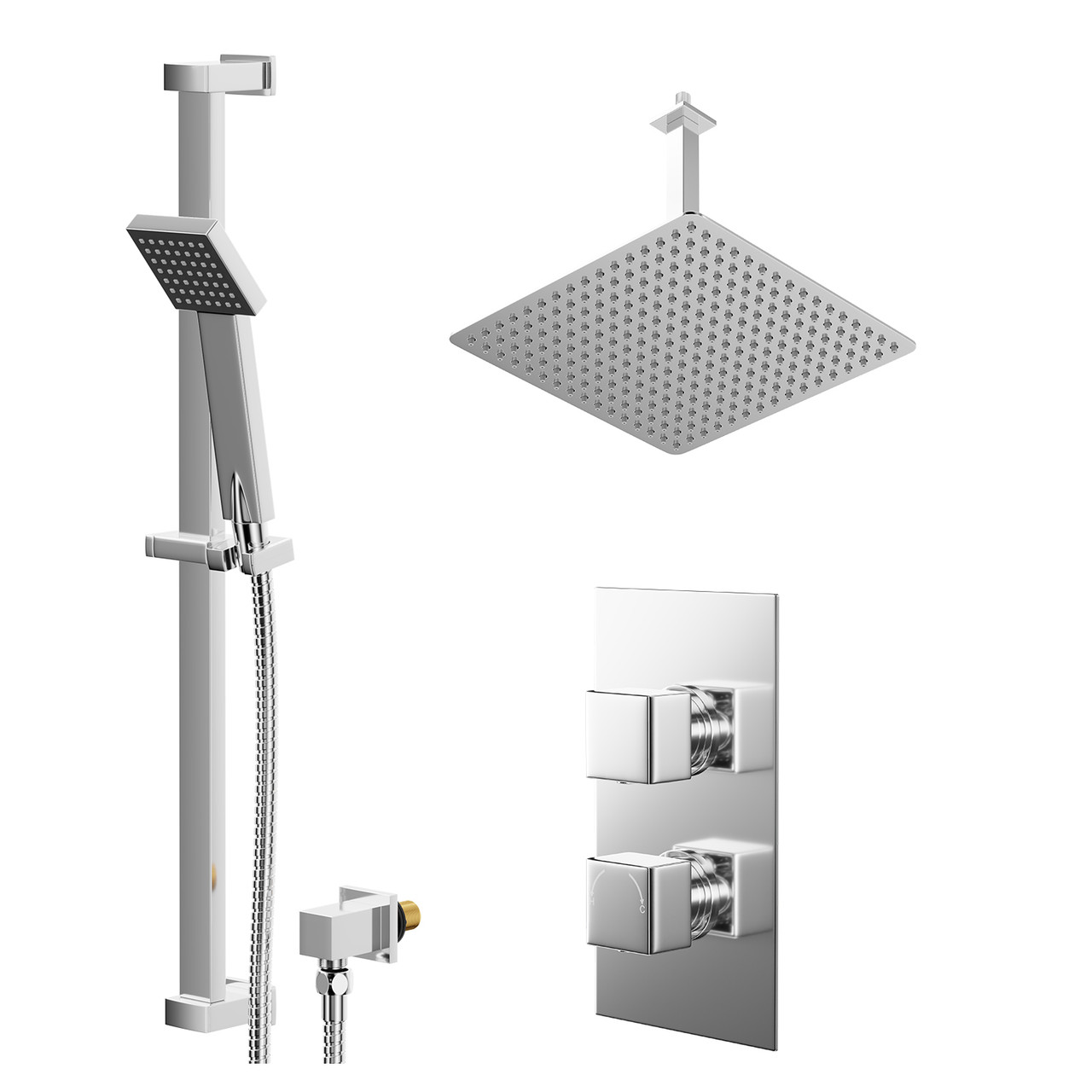 Cubix Polished Concealed Twin Thermostatic Shower Valve