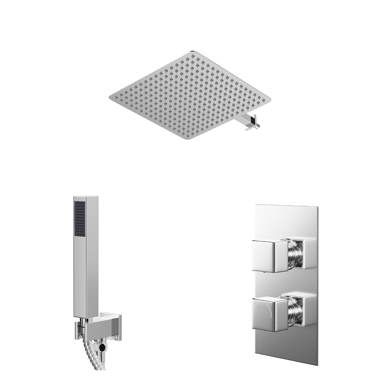 Cubix Polished Concealed Twin Thermostatic Shower Valve