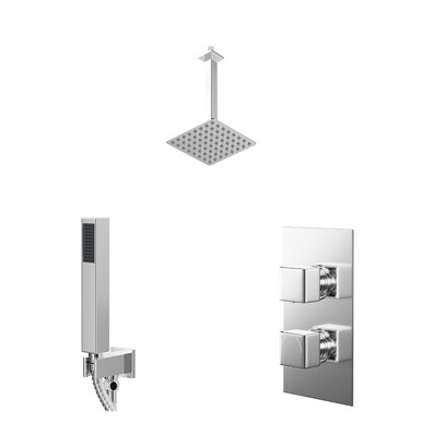 Wholesale Domestic Chrome Cubix Polished Concealed Twin Thermostatic Shower Valve | | Stainless Steel | 200Mm