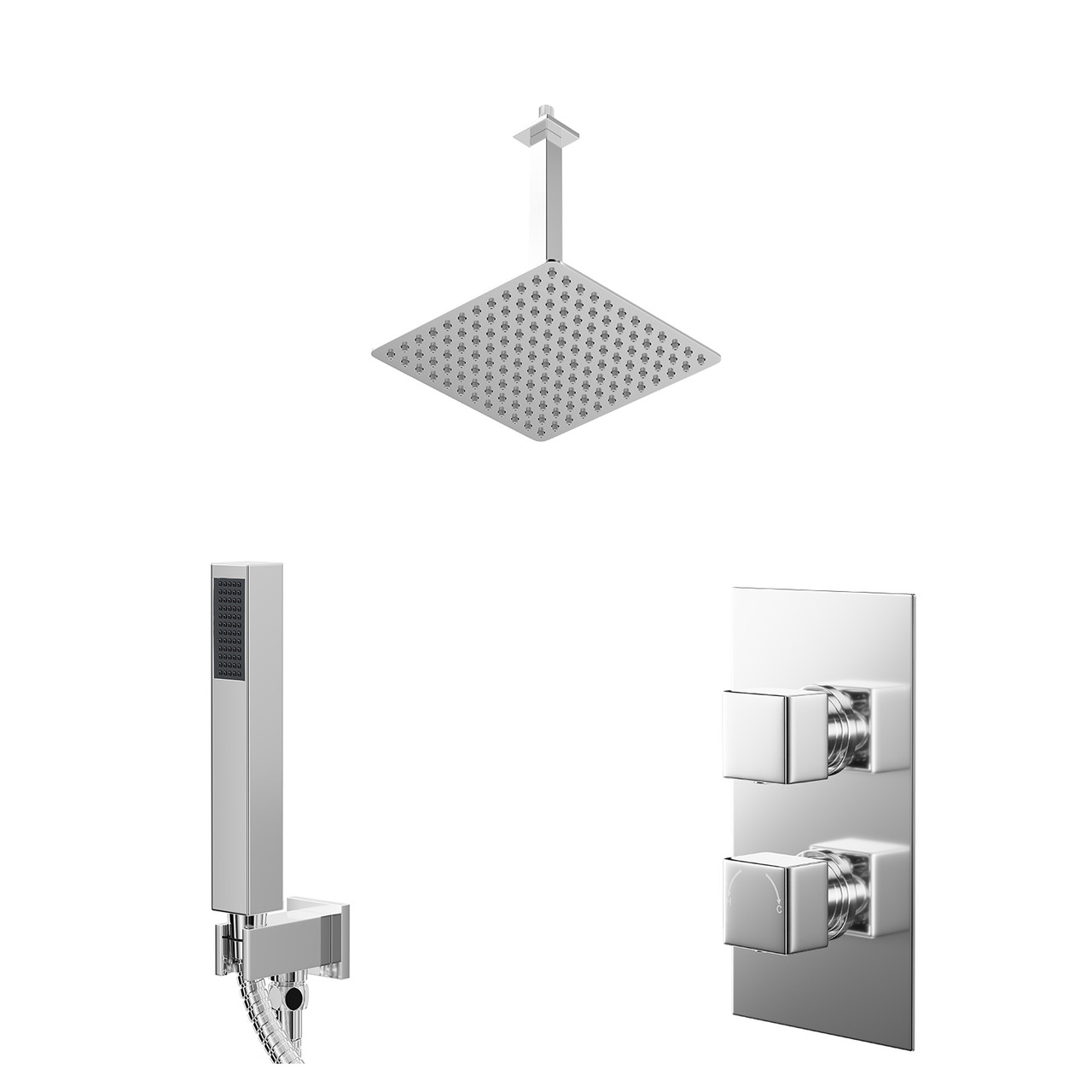 Cubix Polished Concealed Twin Thermostatic Shower Valve