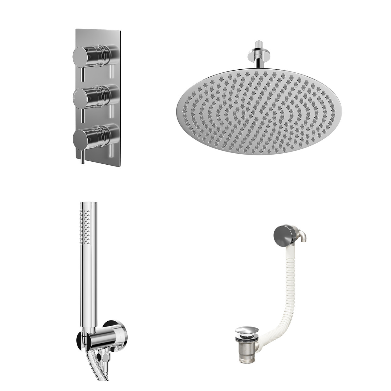 Circo Polished Concealed Triple Thermostatic Shower Valve