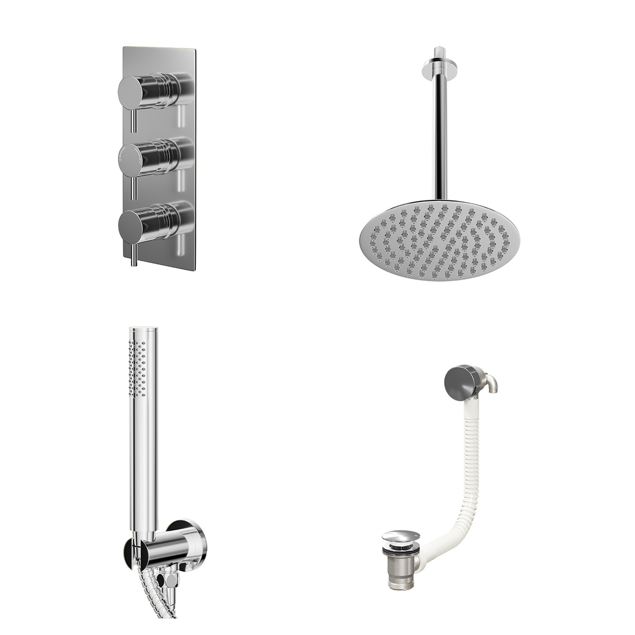 Circo Polished Concealed Triple Thermostatic Shower Valve