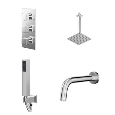 Wholesale Domestic Chrome Cubix Polished Concealed Triple Thermostatic Shower Valve | | Stainless Steel | 200Mm