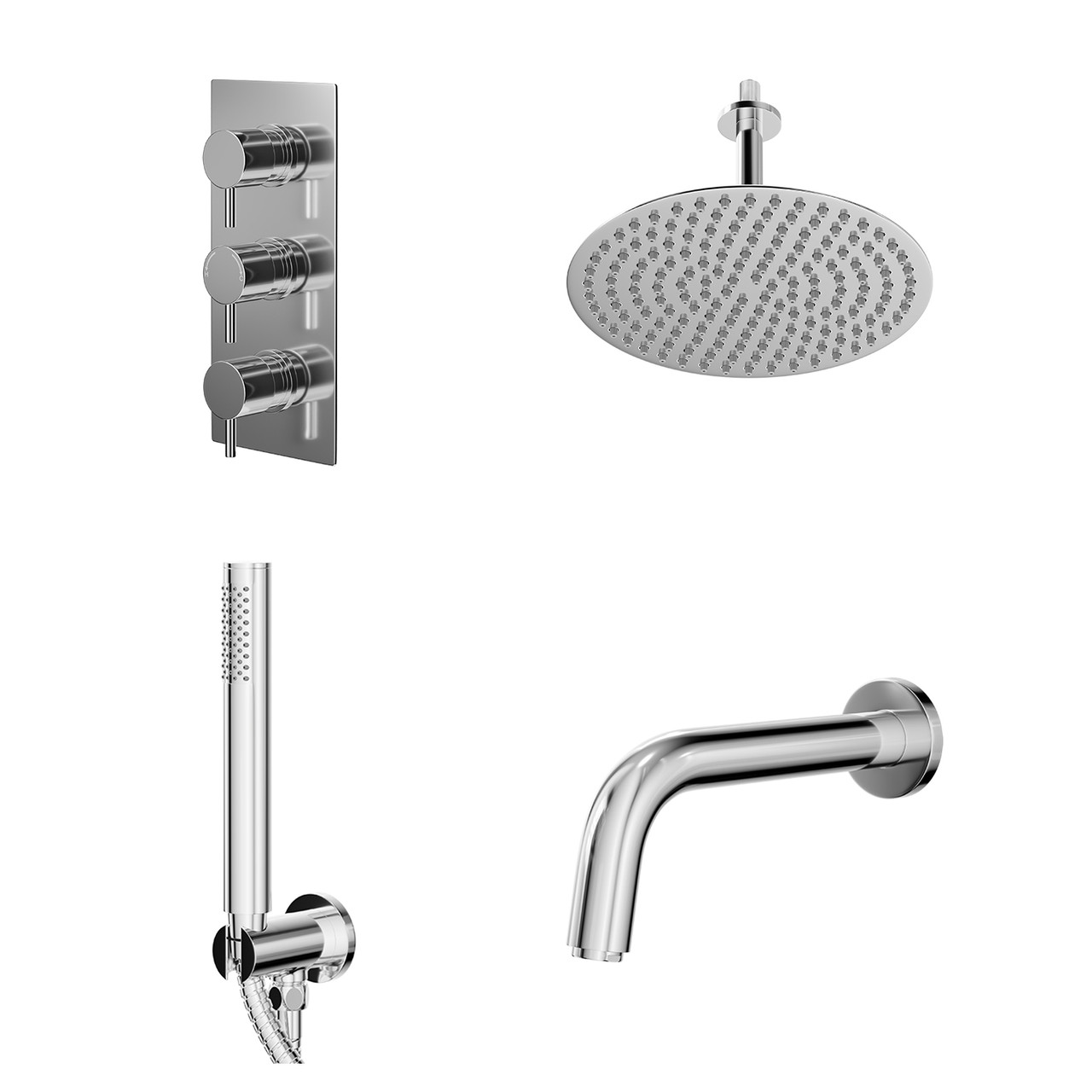 Circo Polished Concealed Triple Thermostatic Shower Valve