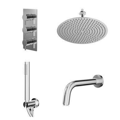 Wholesale Domestic Chrome Circo Polished Concealed Triple Thermostatic Shower Valve | | Stainless Steel | 400Mm