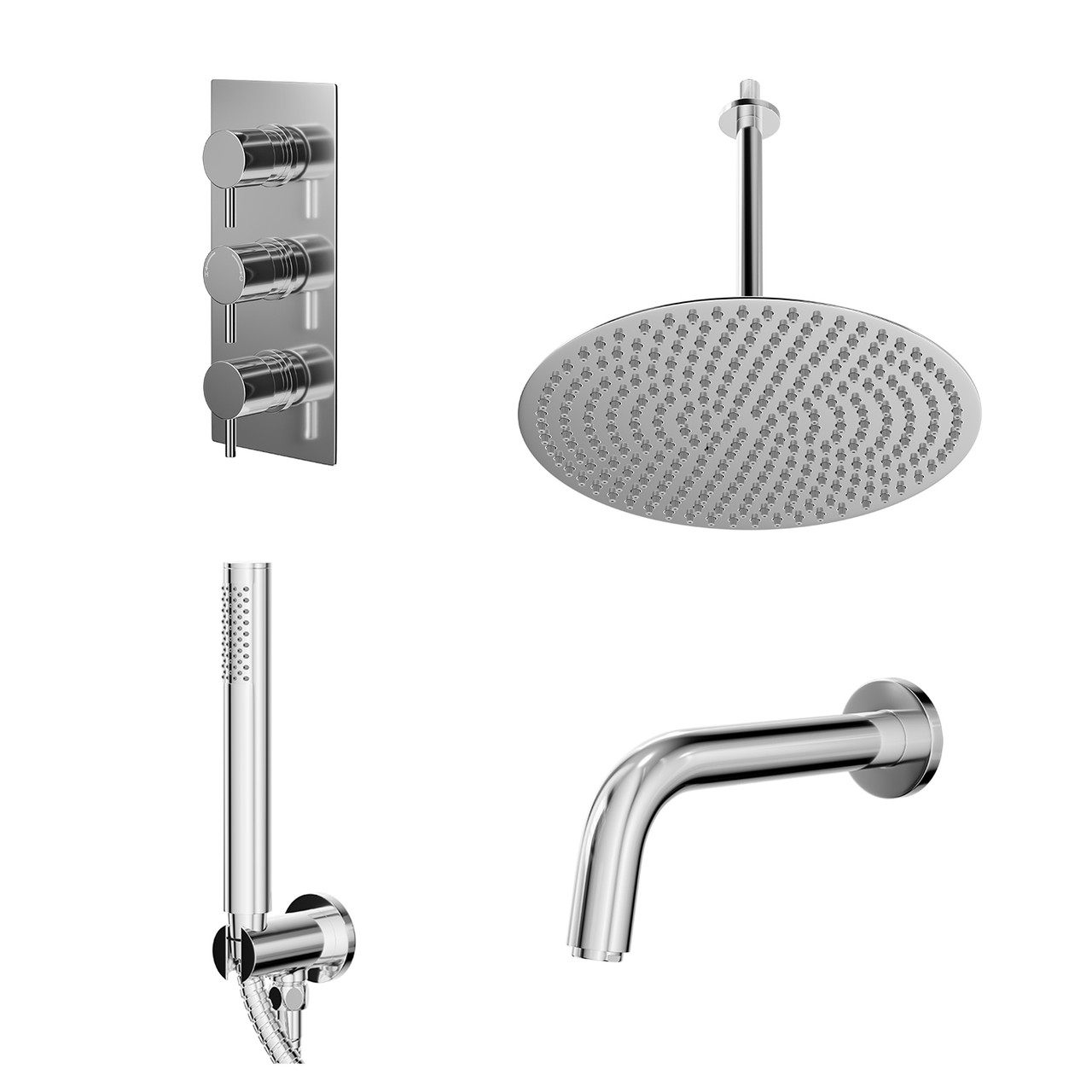 Circo Polished Concealed Triple Thermostatic Shower Valve