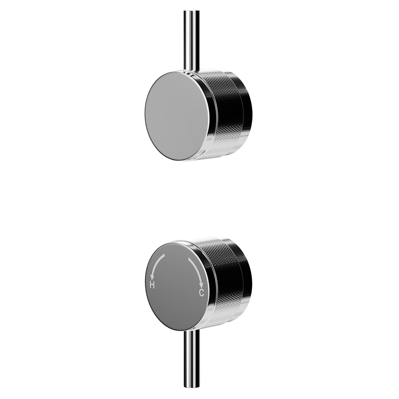 Colore Polished Industrial Style Half Knurled Control Handle Set for Twin Shower Valve