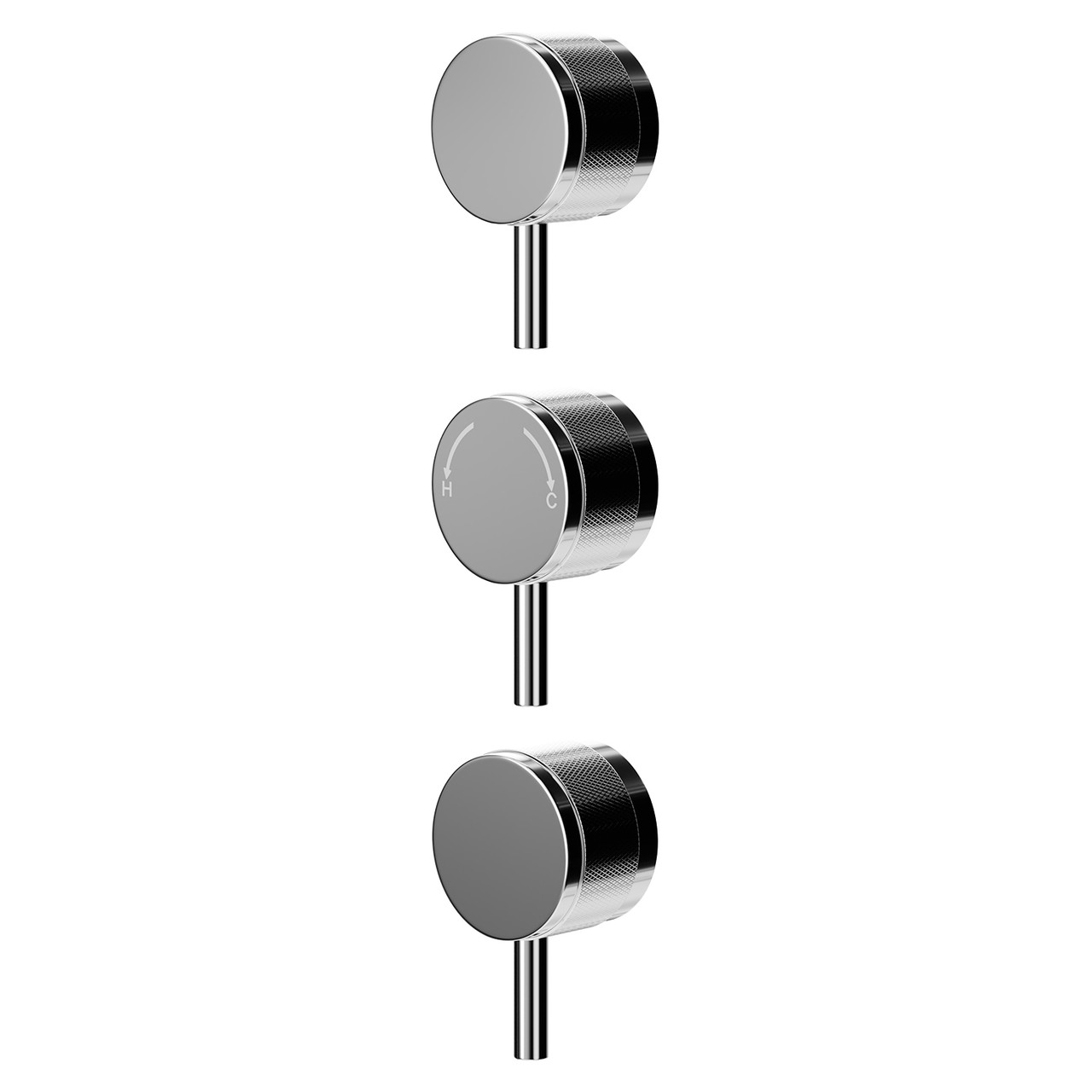 Colore Polished Industrial Style Half Knurled Control Handle Set for Triple Shower Valve