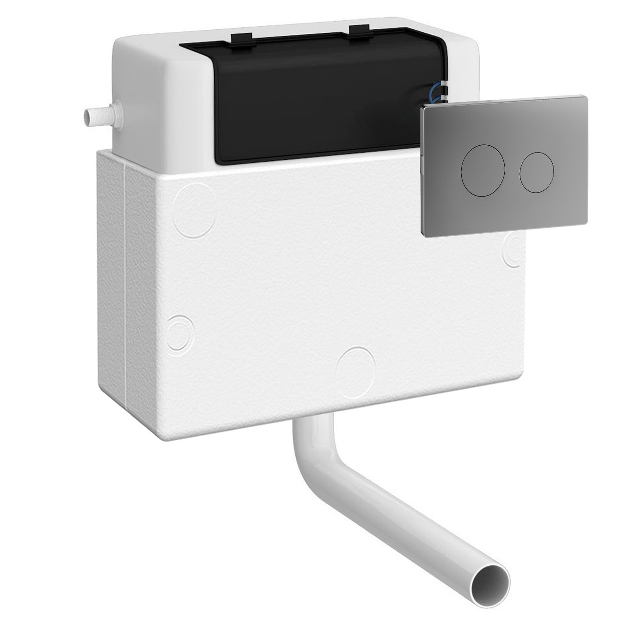 Colore Dual Flush Universal Access Concealed Cistern with Pneumatic Fitting and Polished Flush Plate with Round Buttons