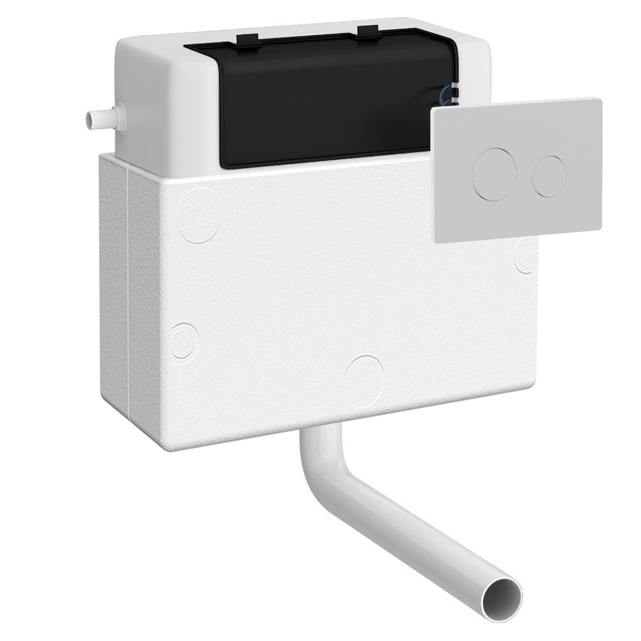 Colore Dual Flush Universal Access Concealed Cistern with Pneumatic Fitting and Flush Plate with Round Buttons