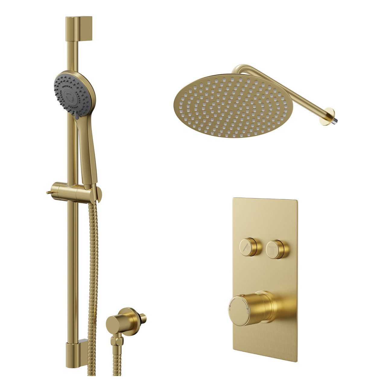 Colore Round Concealed Push Button Shower Valve and Thin Round Fixed Head