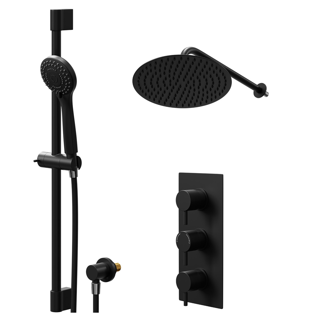 Colore Round Concealed Triple Thermostatic Shower Valve and Thin Round Fixed Head