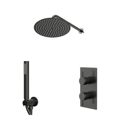 Colore Gunmetal Grey Round Concealed Triple Thermostatic Shower Valve | | Stainless Steel | 300Mm