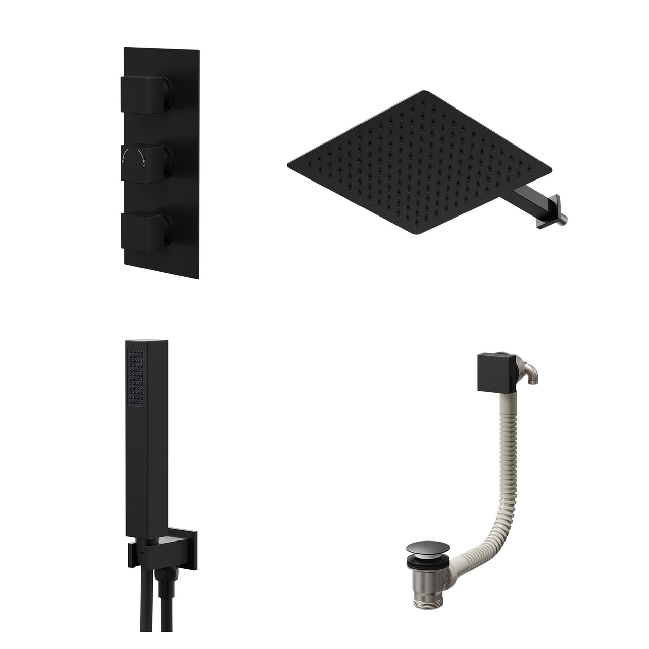 Colore Square Concealed Triple Thermostatic Shower Valve