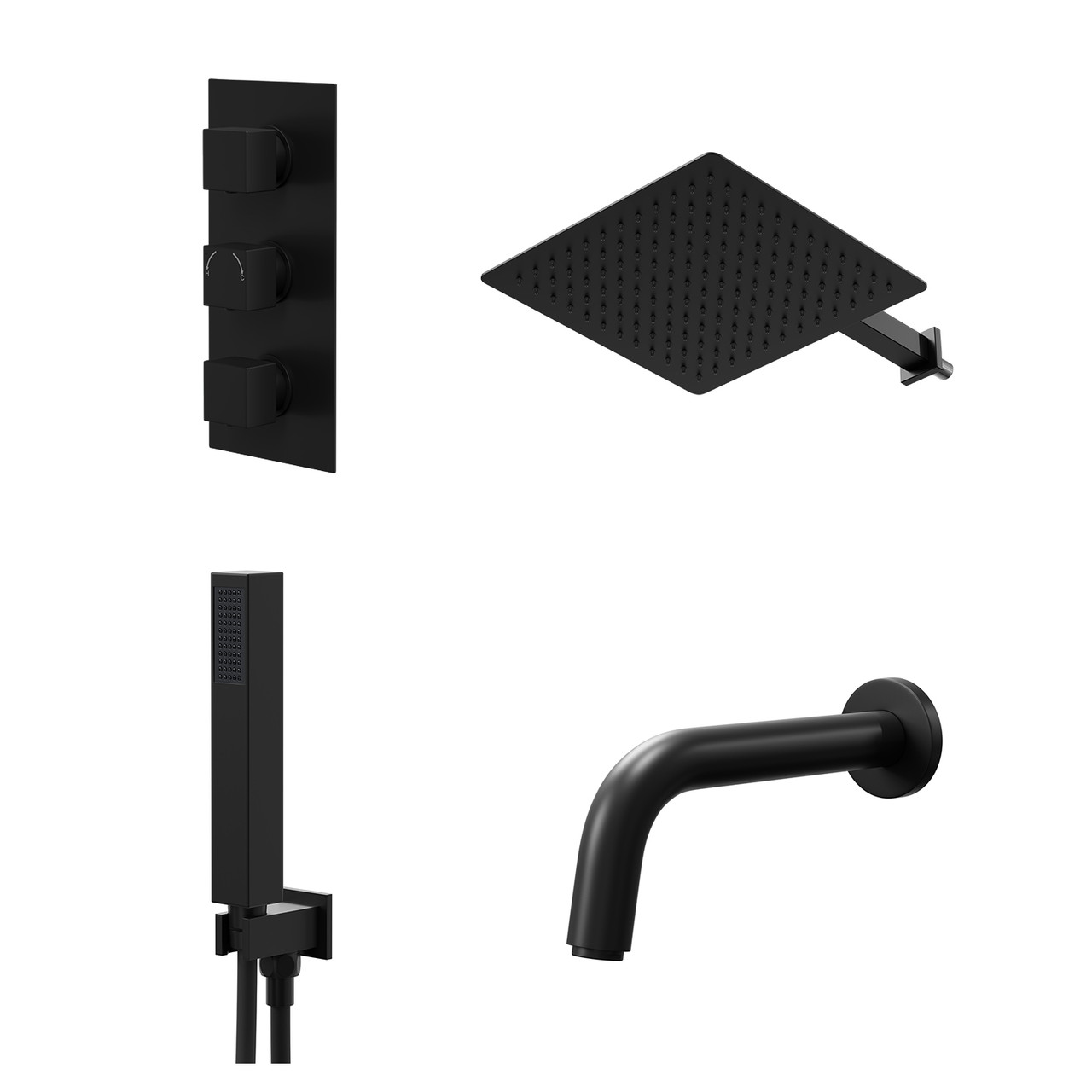 Colore Square Concealed Triple Thermostatic Shower Valve