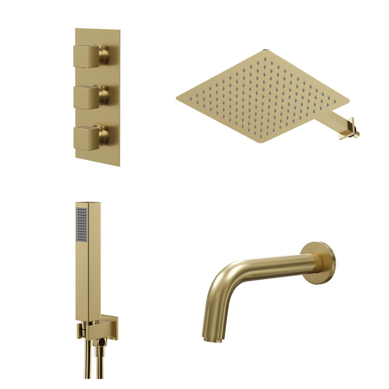 Colore Square Concealed Triple Thermostatic Shower Valve
