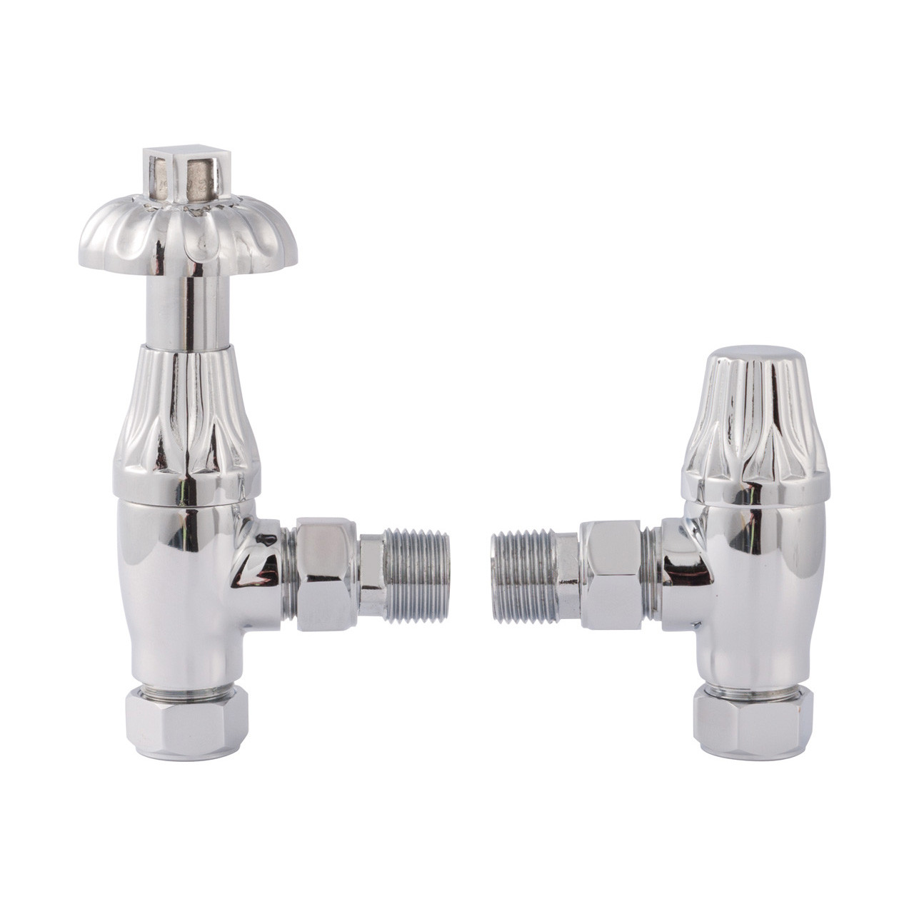Old London Knightsbridge Angled Thermostatic Radiator Valve and Lockshield