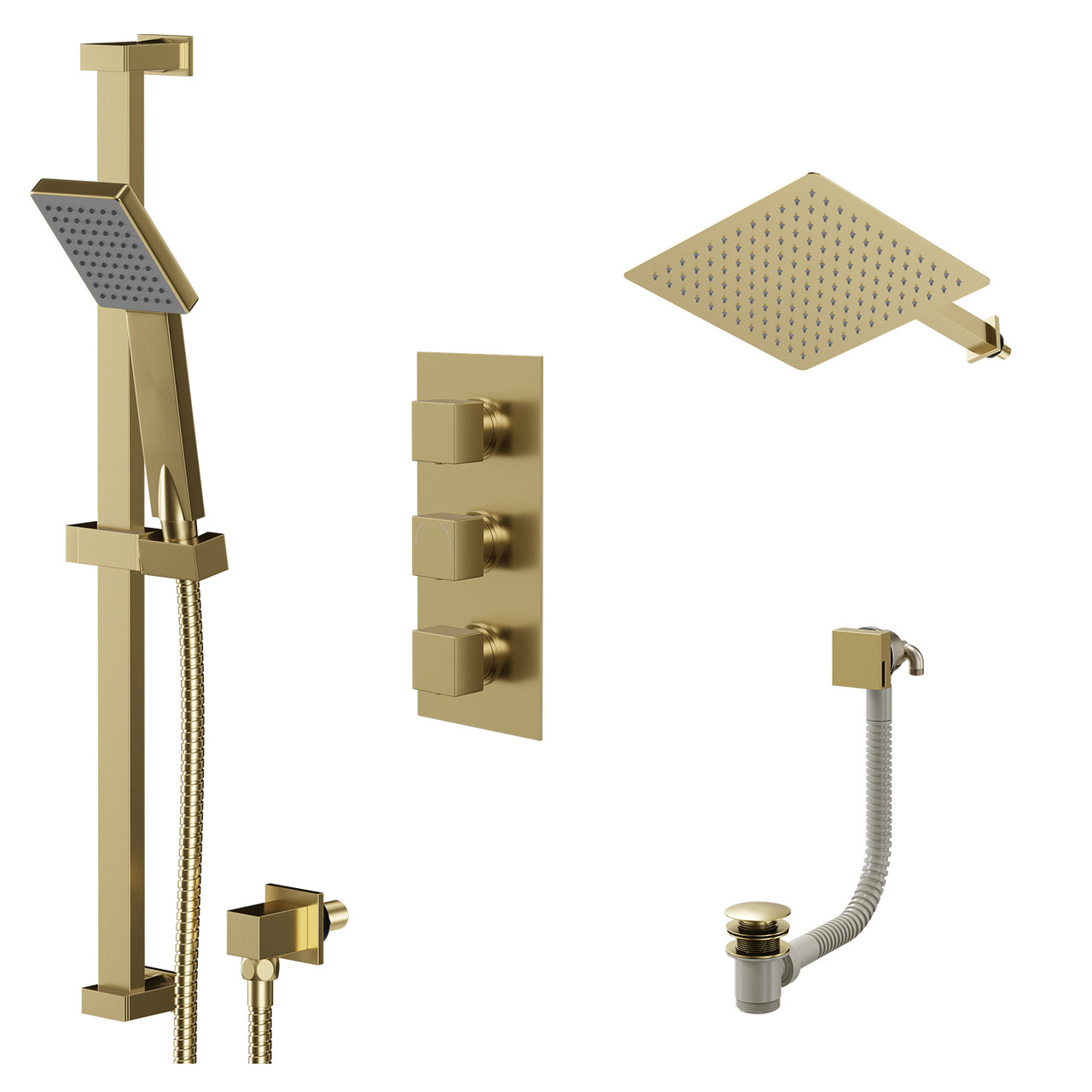 Colore Square Concealed Triple Thermostatic Shower Valve