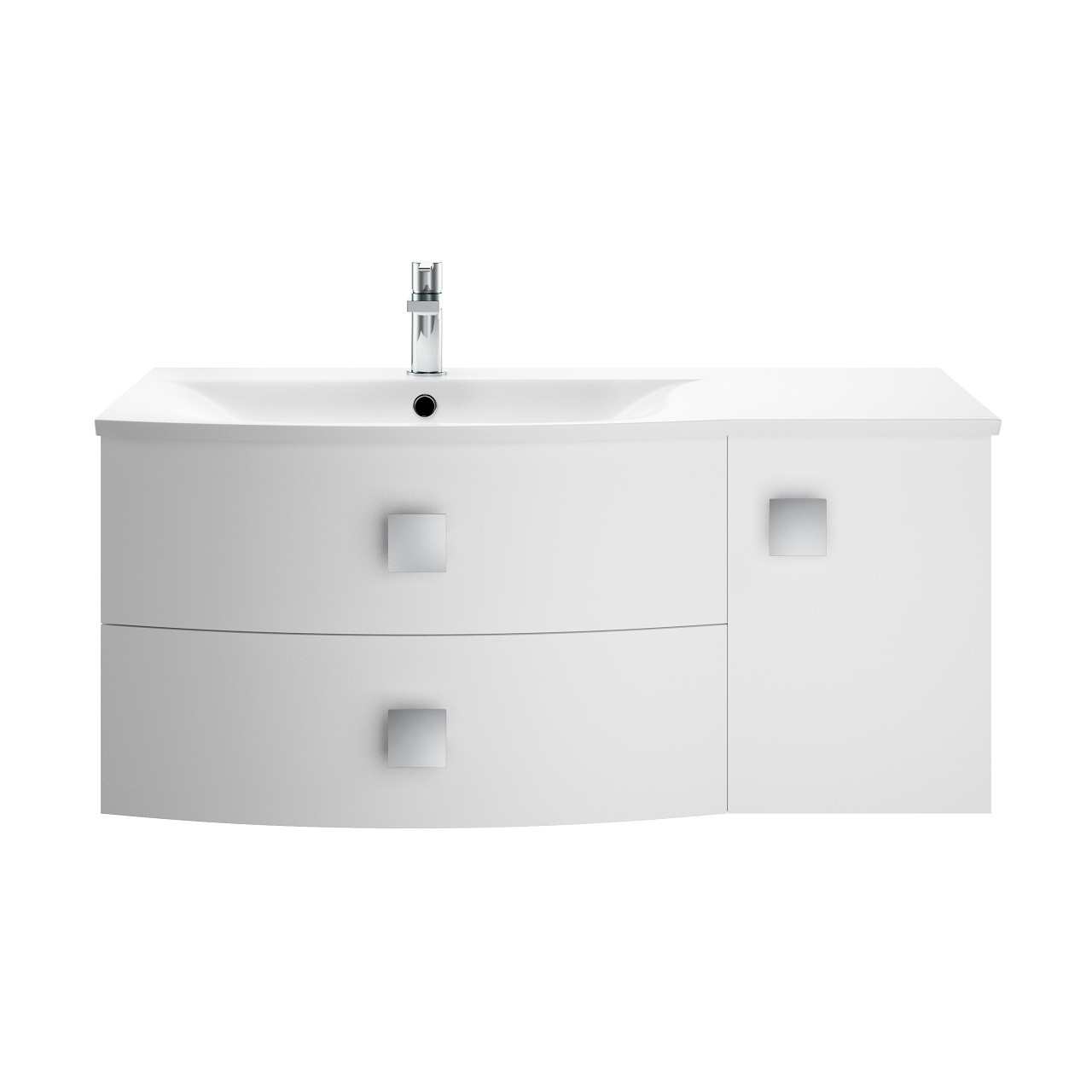Hudson Reed Sarenna Satin Wall Hung Vanity Unit with Left Hand Curved Basin