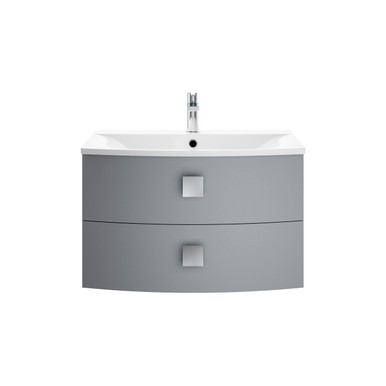 Hudson Reed Dove Grey Sarenna Satin Wall Hung 2 Drawer Vanity Unit And Curved Basin | | Mdf | 700Mm