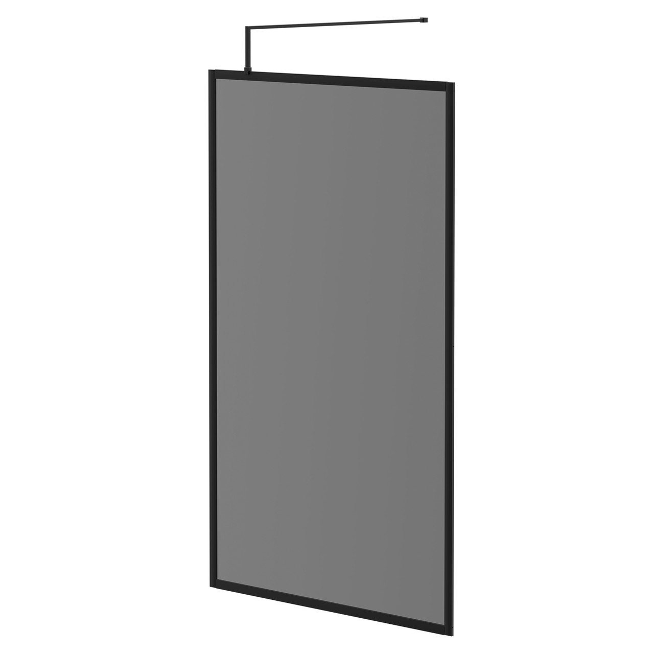Colore 8mm Smoked Glass Fully Framed Walk In Shower Screen including Wall Channel and Support Bar