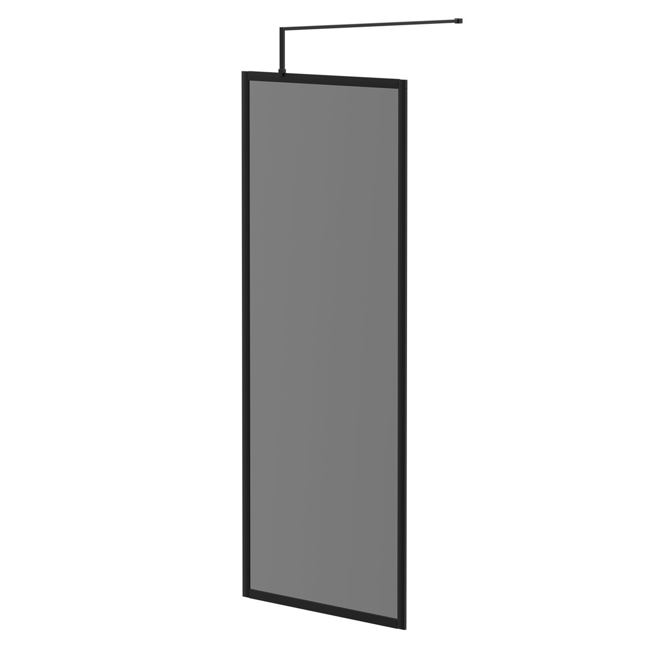 Colore 8mm Smoked Glass Fully Framed Walk In Shower Screen including Wall Channel and Support Bar