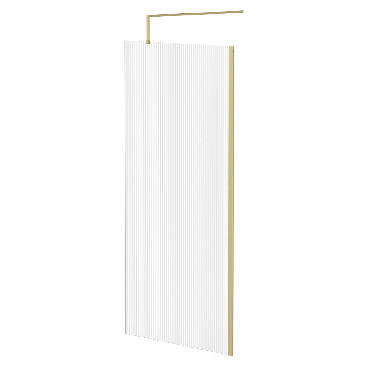 Colore 8mm Fluted Glass Walk In Shower Screen including Wall Channel and Support Bar