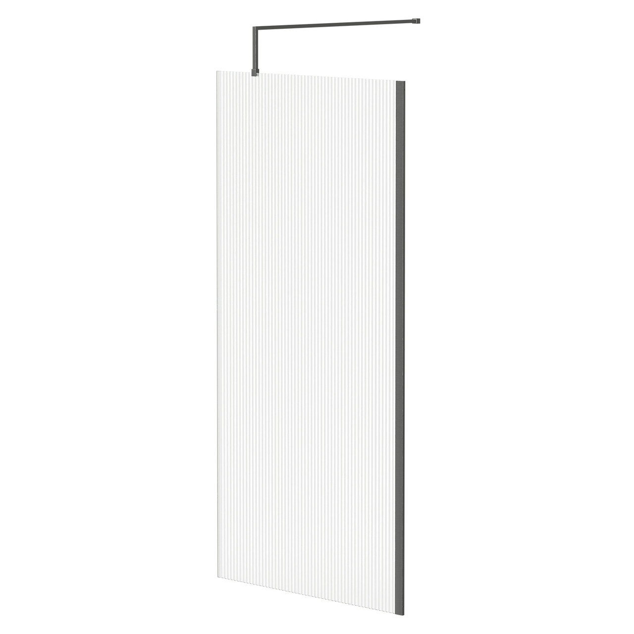 Colore 8mm Fluted Glass Walk In Shower Screen including Wall Channel and Support Bar