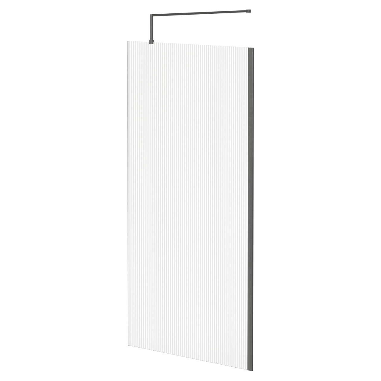 Colore 8mm Fluted Glass Walk In Shower Screen including Wall Channel and Support Bar