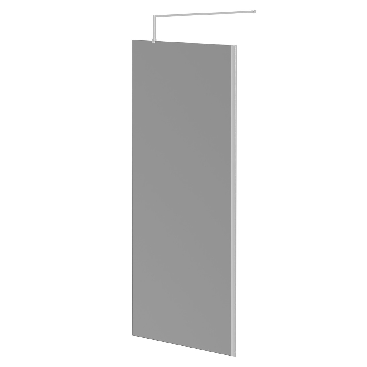 Pacco 8mm Smoked Glass Walk In Shower Screen including Wall Channel and Support Bar