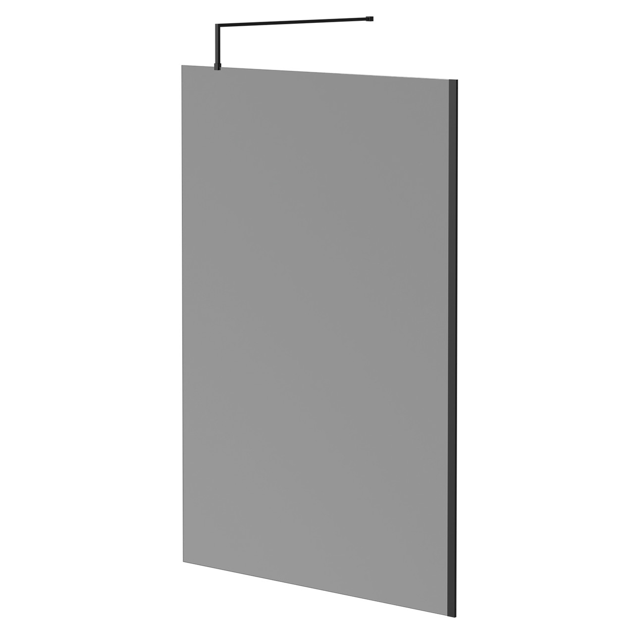 Colore 8mm Smoked Glass Walk In Shower Screen including Wall Channel and Support Bar