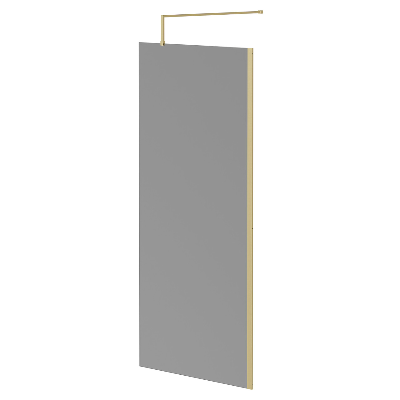 Colore 8mm Smoked Glass Walk In Shower Screen including Wall Channel and Support Bar