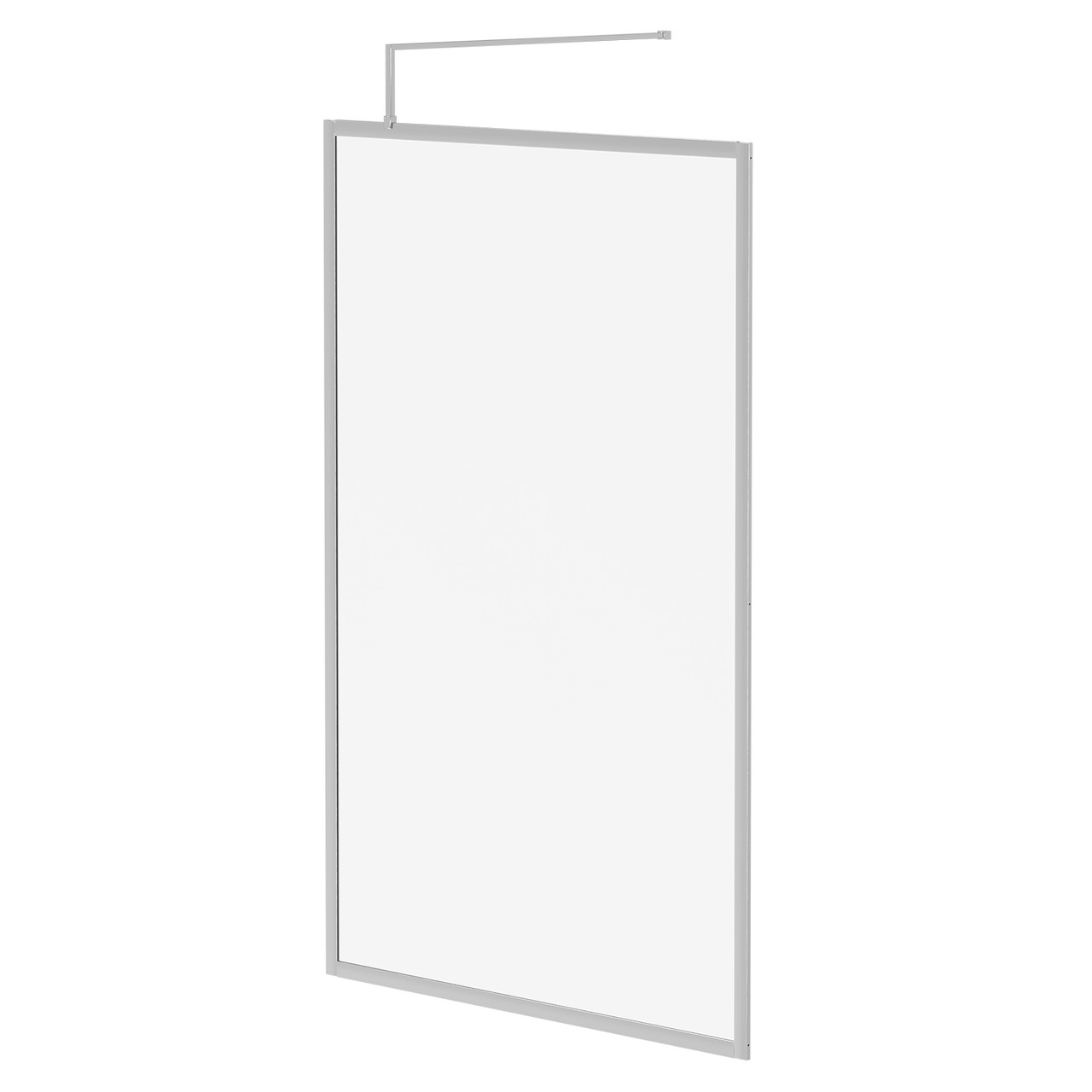 Pacco 8mm Clear Glass Fully Framed Walk In Shower Screen including Wall Channel and Support Bar