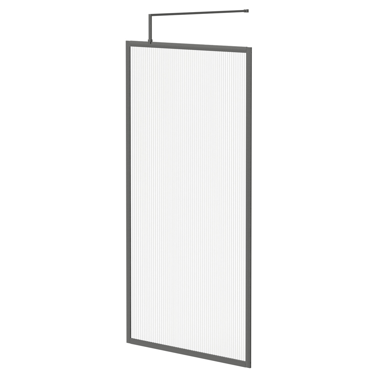 Colore 8mm Fluted Glass Fully Framed Walk In Shower Screen including Wall Channel and Support Bar
