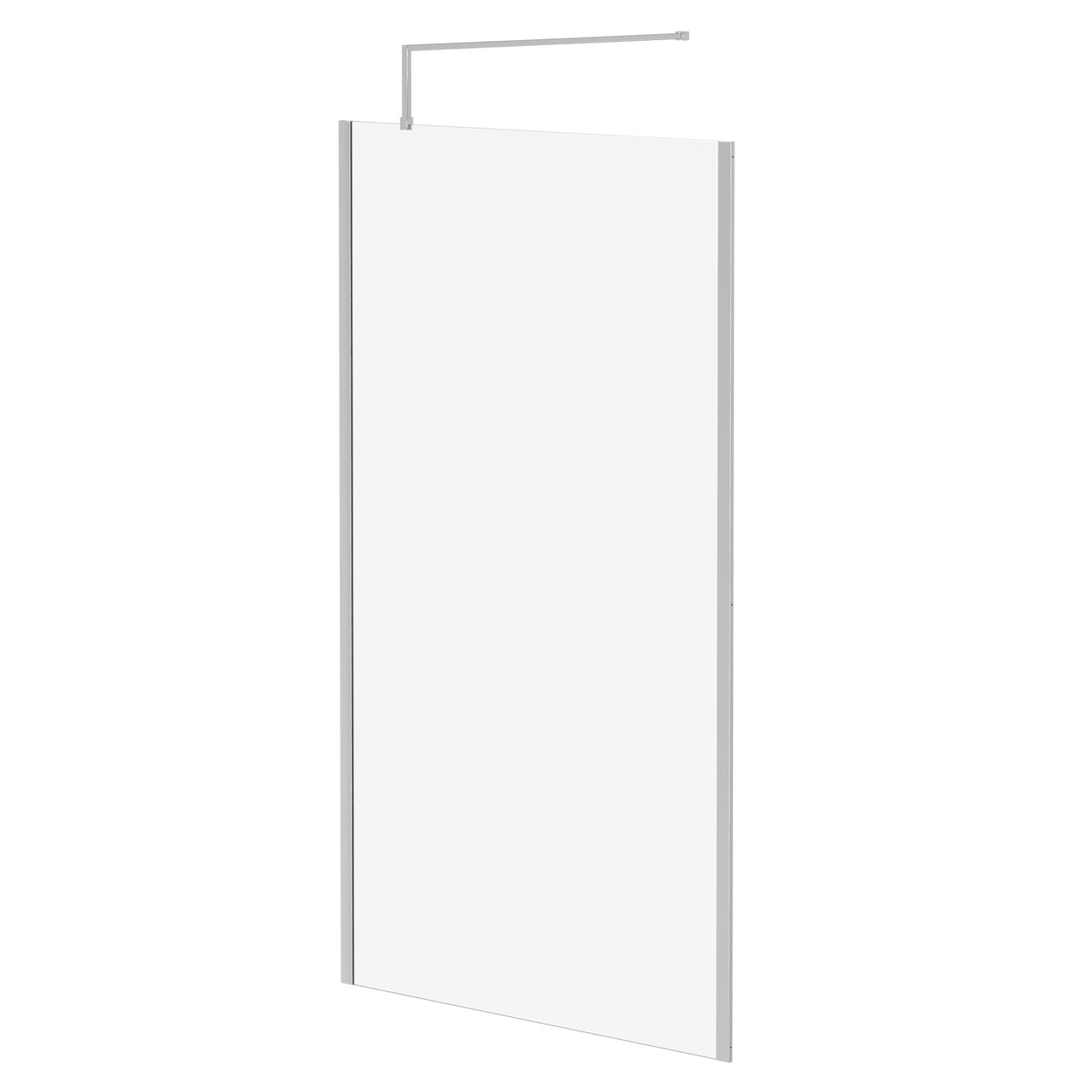Pacco 8mm Clear Glass Walk In Shower Screen including Wall Channel with End Profile and Support Bar