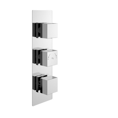 Hudson Reed Chrome Square Triple Concealed Thermostatic Shower Valve With 2 Outlets | | Brass | 80Mm X 280Mm X 136Mm