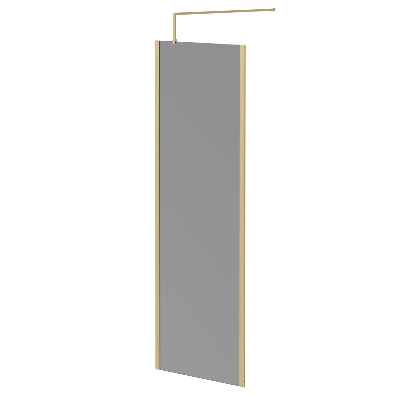Colore 8mm Smoked Glass Walk In Shower Screen including Wall Channel with End Profile and Support Bar