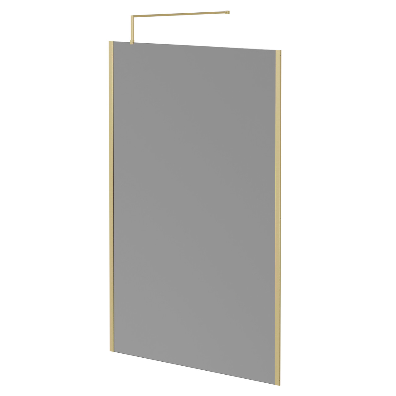 Colore 8mm Smoked Glass Walk In Shower Screen including Wall Channel with End Profile and Support Bar