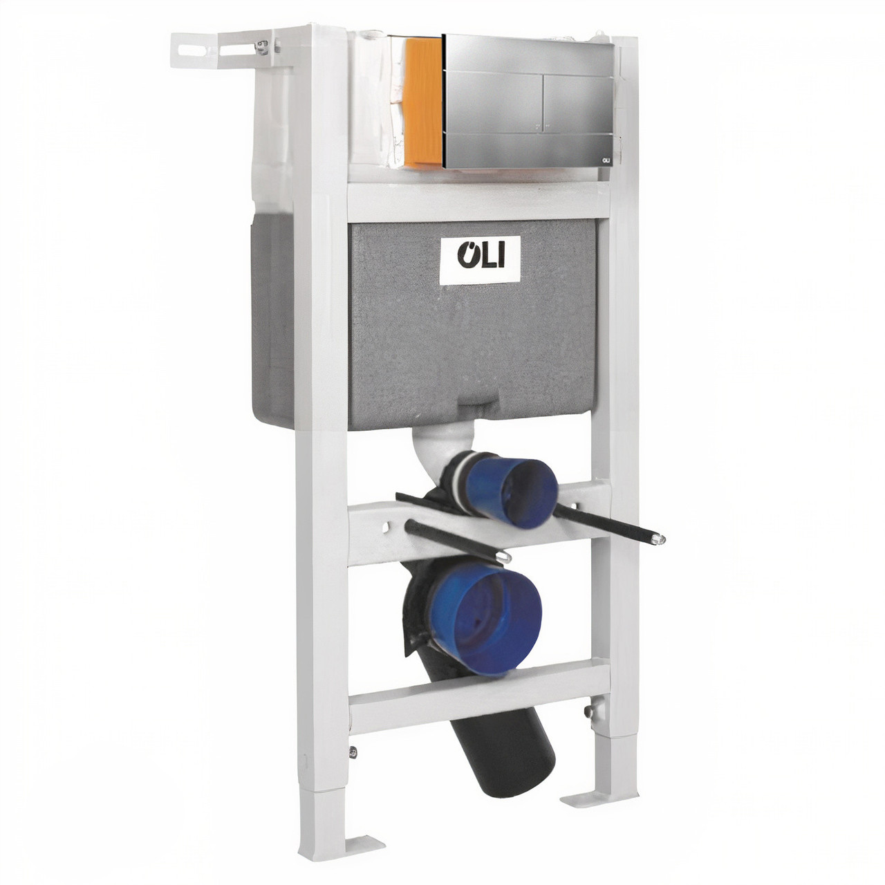 OLI Expert Plus Mechanical Low Height Concealed Cistern with Wall Frame and Slim Polished Dual Flush Plate with Rectangular Buttons
