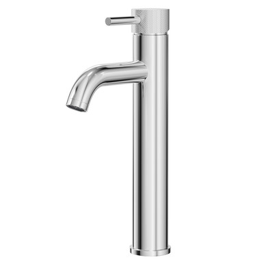Colore Chrome Round Polished High Rise Mono Basin Mixer With Fully Knurled Tap Head | | Brass | 54Mm X 347Mm X 103Mm