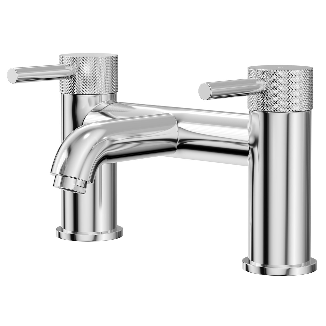 Colore Round Polished Bath Filler with Fully Knurled Tap Heads