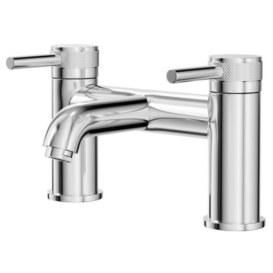 Colore Chrome Round Polished Bath Filler With Half Knurled Tap Heads | | Brass | 230Mm X 162Mm X 148Mm