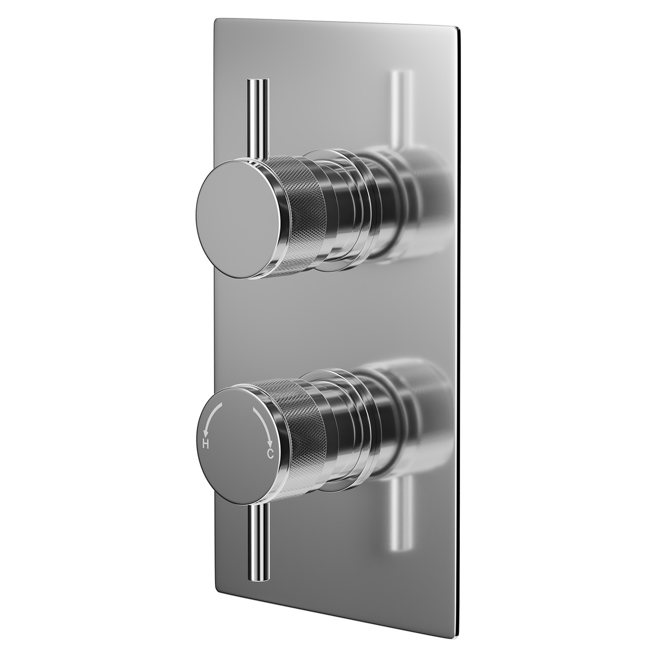 Circo Polished Concealed Twin Thermostatic Shower Valve with Half Knurled Control Handles