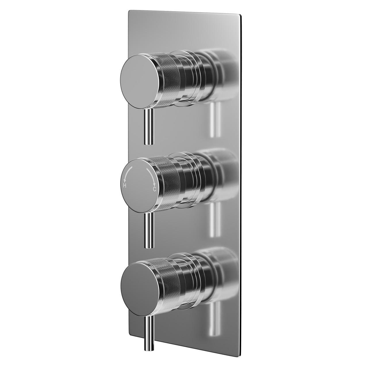 Circo Polished Concealed Triple Thermostatic Shower Valve with Half Knurled Control Handles