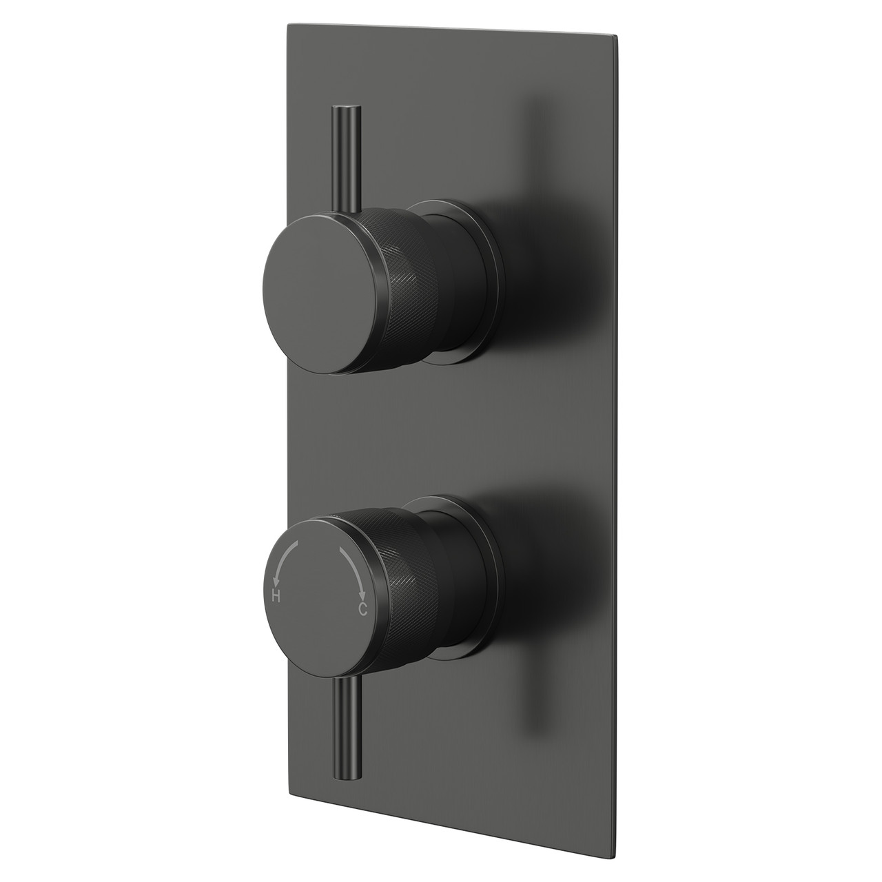 Colore Round Concealed Twin Thermostatic Shower Valve with Diverter and Half Knurled Control Handles