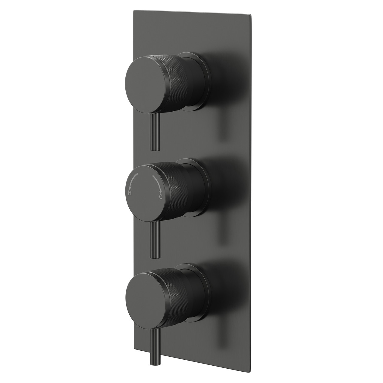 Colore Round Concealed Triple Thermostatic Shower Valve with Diverter and Half Knurled Control Handles