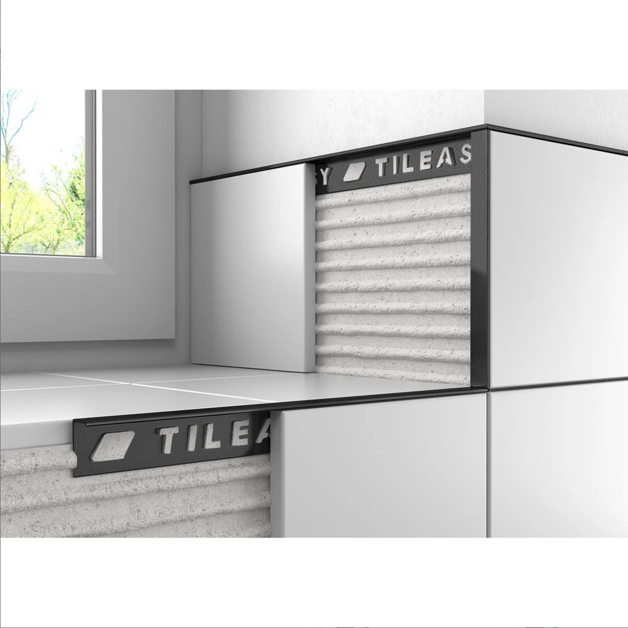 Tileasy Anthracite Square Edge Metal Tile Trim | | Aluminium | 10Mm