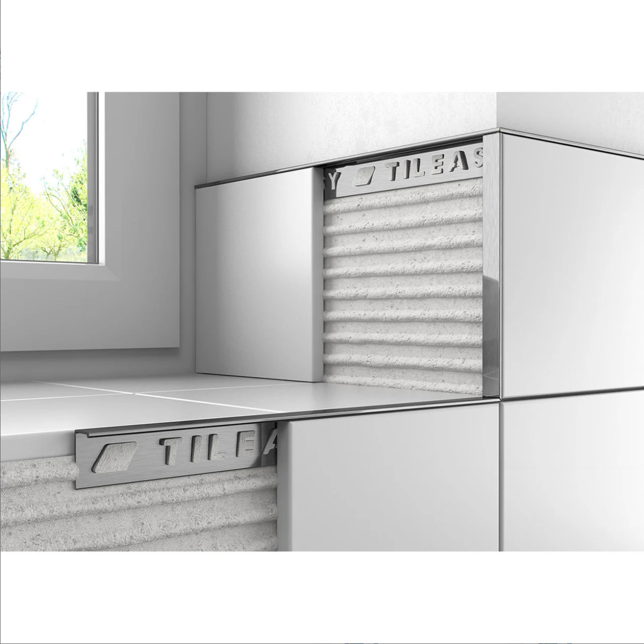 Tileasy Brushed Chrome Square Edge Metal Tile Trim | | Aluminium | 10Mm